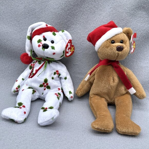 Christmas Holiday Plush Lot Santa Snowman Teddy Bear Holly & Berry Bear Stuffed - Picture 8 of 9